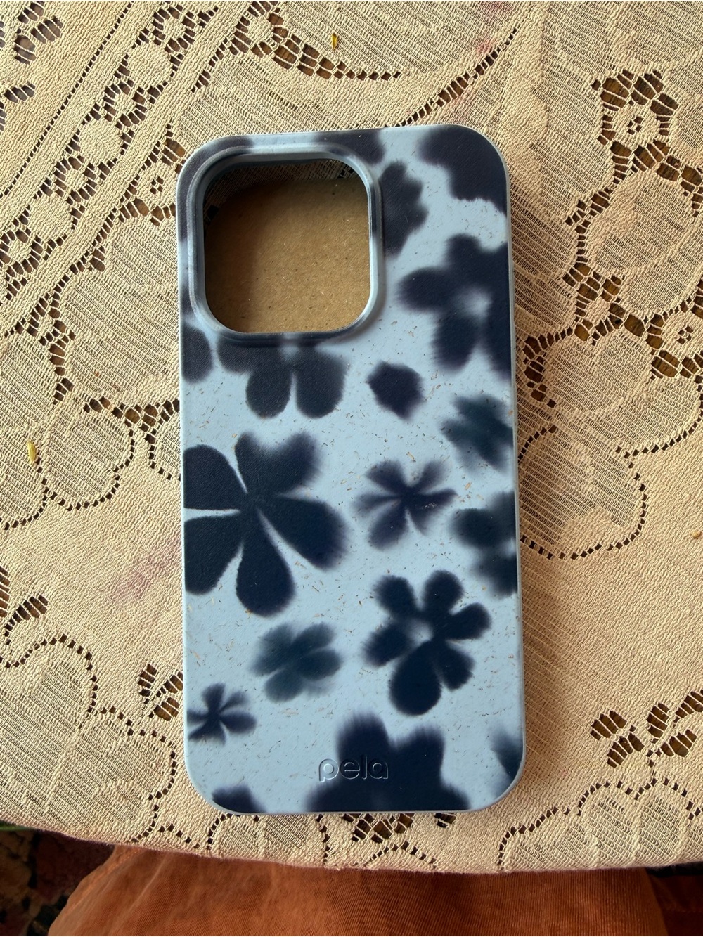 Pela Blue Floral Eco Phone Case - Light Blue with Navy Flowers iPhone 16 pro